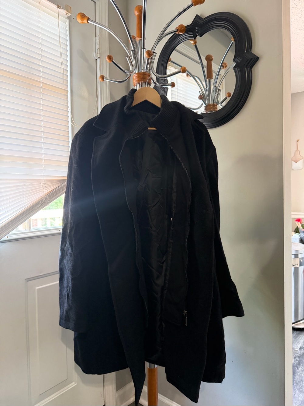 Chaps Black Longline Trench Coat